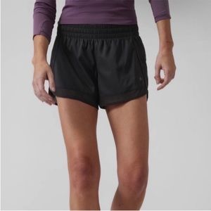 Athleta Mesh Racer Run Shorts 4" Black Medium